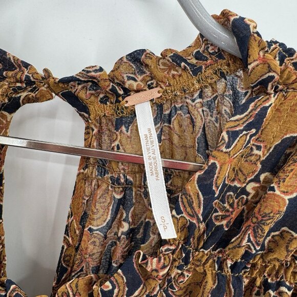 Free People Merrie Mix Print Tunic Top In Bronze Combo Floral Size S Small NWT - Picture 4 of 12
